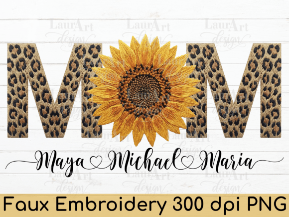 Download MOM Leopard Sunflower Faux Embroidery - Premium Resources