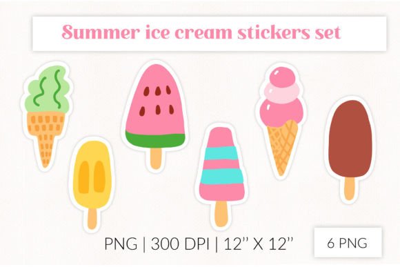Download Ice Cream Summer Stickers Set - Ice cream Collection