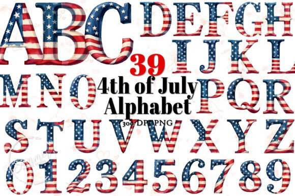 Download 4th of July Alphabet Sublimation Clipart - Premium Bundle