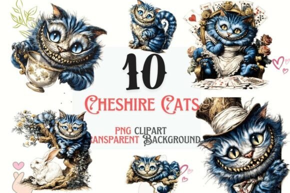 Download Cheshire Cat Ink Fantasy PNG Bundle - Premium Resources