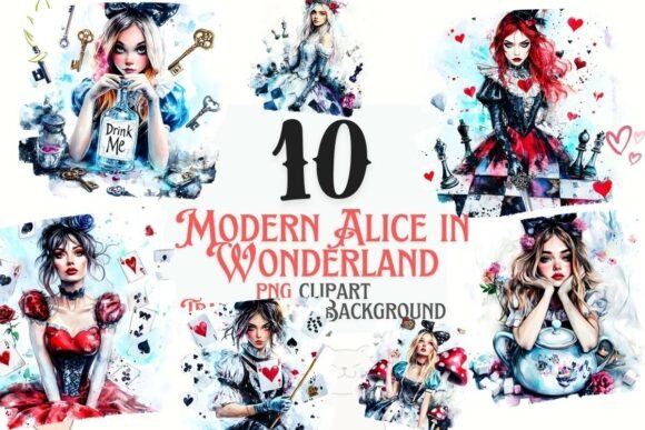 Download Modern Alice in Wonderland Clipart Set - Premium Resources
