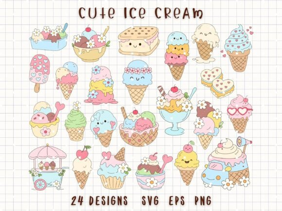 Download Ice Cream Clipart Cute Dessert SVG - Ice cream Collection