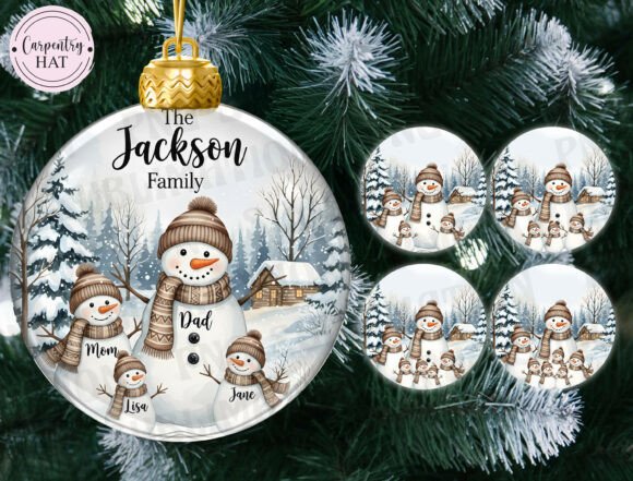 Download Rustic Snowman Family Ornament PNG - Premium Bundle